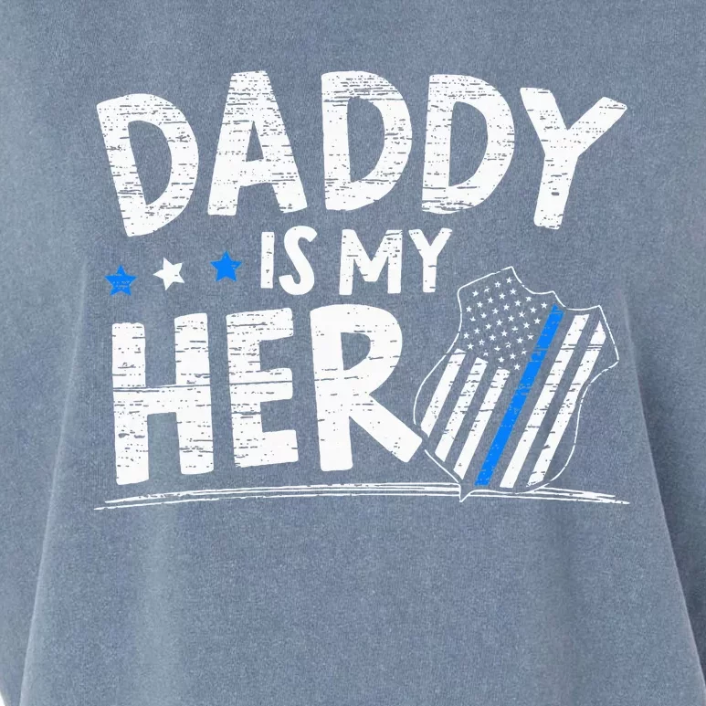 Daddy Is My Hero Police Thin Blue Line Law Enforcement Garment-Dyed Women's Muscle Tee