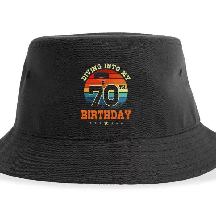 Diving Into My 70th Birthday Sky Diving Parachute Lover Sustainable Bucket Hat