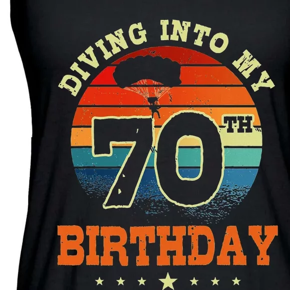 Diving Into My 70th Birthday Sky Diving Parachute Lover Ladies Essential Flowy Tank