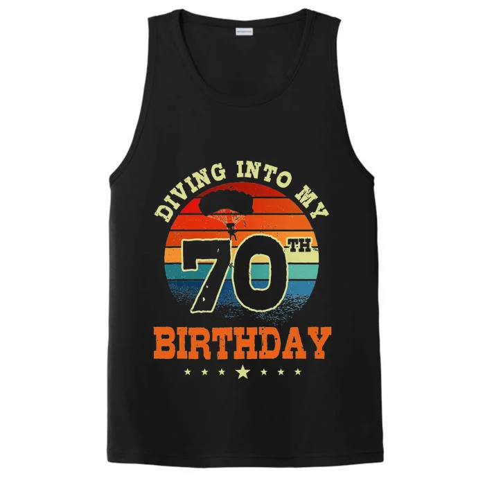 Diving Into My 70th Birthday Sky Diving Parachute Lover Performance Tank