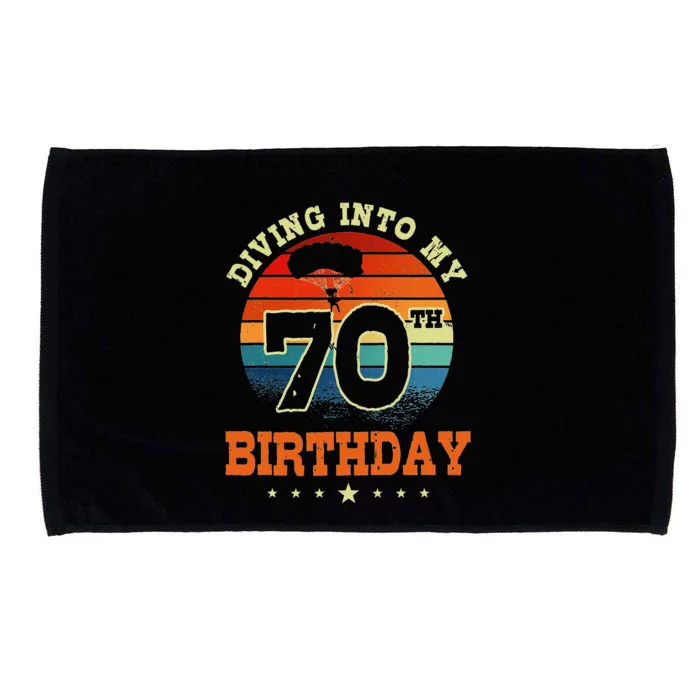 Diving Into My 70th Birthday Sky Diving Parachute Lover Microfiber Hand Towel