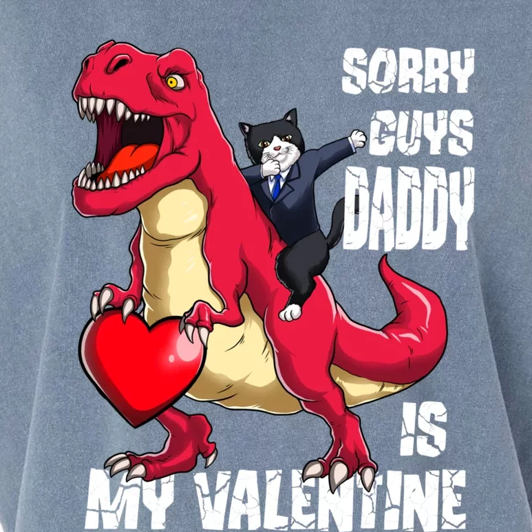 Daddy Is My Valentines Day Cat Riding Dinosaur Gift Garment-Dyed Women's Muscle Tee