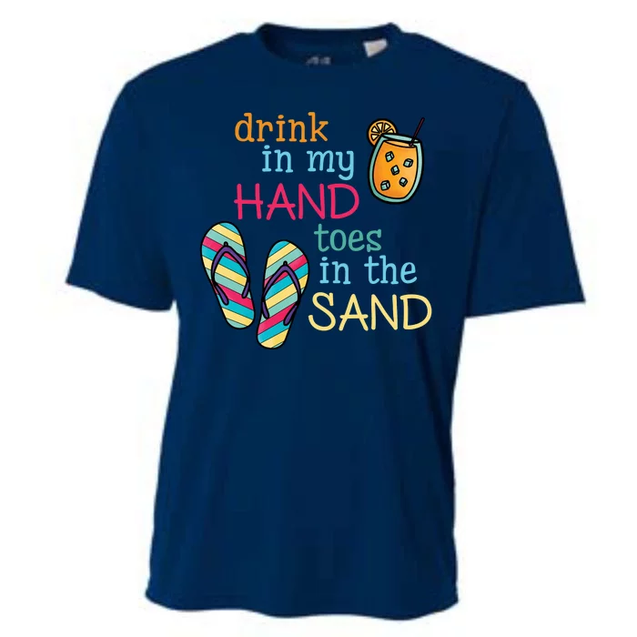 Drink In My Hand Toes In The Sand Summer Beach Cooling Performance Crew T-Shirt