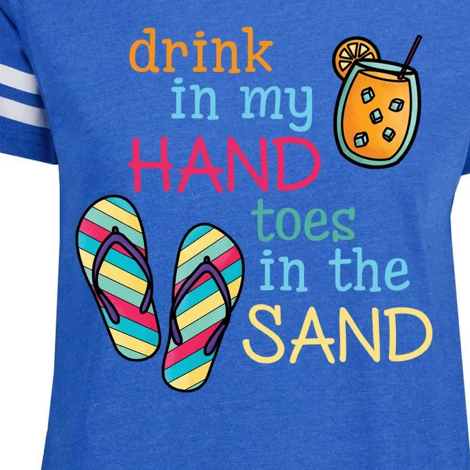 Drink In My Hand Toes In The Sand Summer Beach Enza Ladies Jersey Football T-Shirt