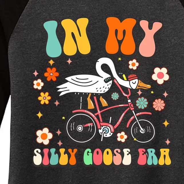 Duck In My Silly Goose Era Goose Funny Women's Tri-Blend 3/4-Sleeve Raglan Shirt