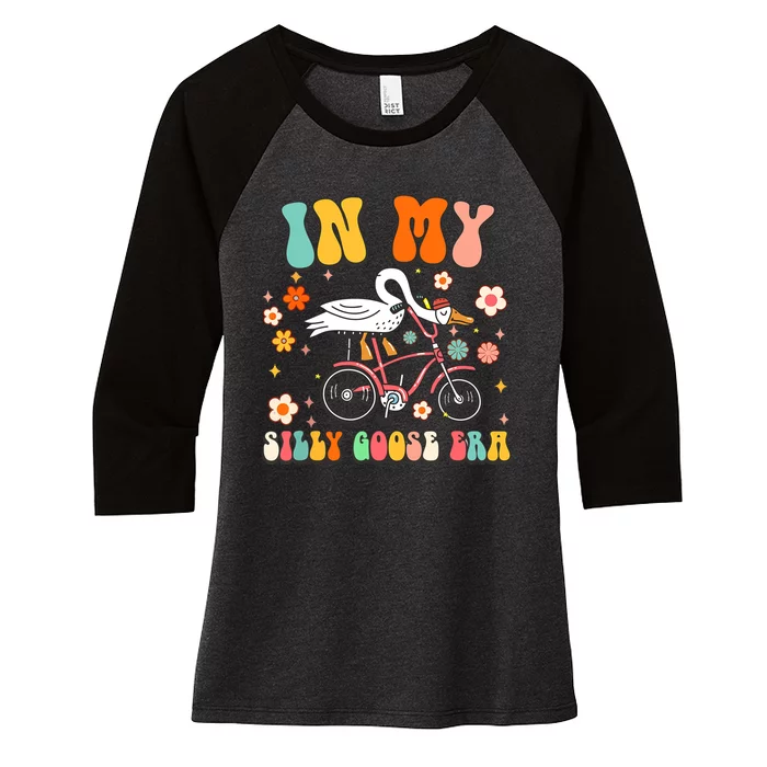 Duck In My Silly Goose Era Goose Funny Women's Tri-Blend 3/4-Sleeve Raglan Shirt