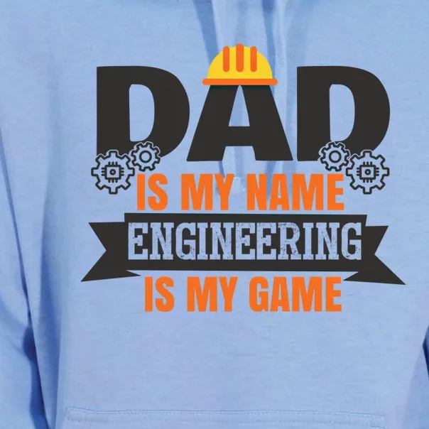 Dad Is My Name Engineering Is My Game Engineering Humor Gift Unisex Surf Hoodie