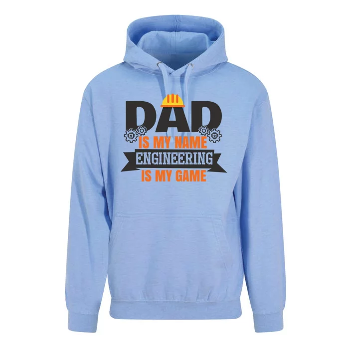 Dad Is My Name Engineering Is My Game Engineering Humor Gift Unisex Surf Hoodie