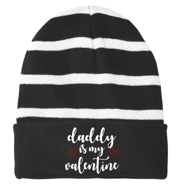 Daddy Is My Valentine Striped Beanie with Solid Band