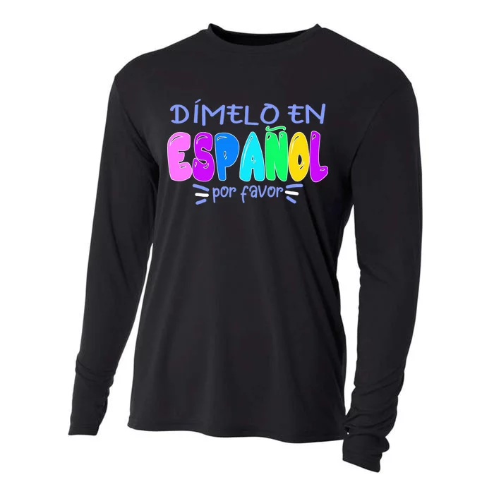 Dimelo En Espanol Bilingual Spanish Teacher Cooling Performance Long Sleeve Crew