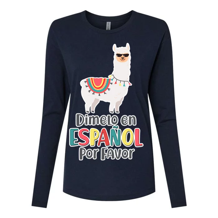 Dimelo en Espanol por Favor Spanish Llama Womens Cotton Relaxed Long Sleeve T-Shirt