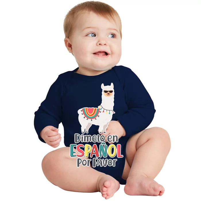 Dimelo en Espanol por Favor Spanish Llama Baby Long Sleeve Bodysuit