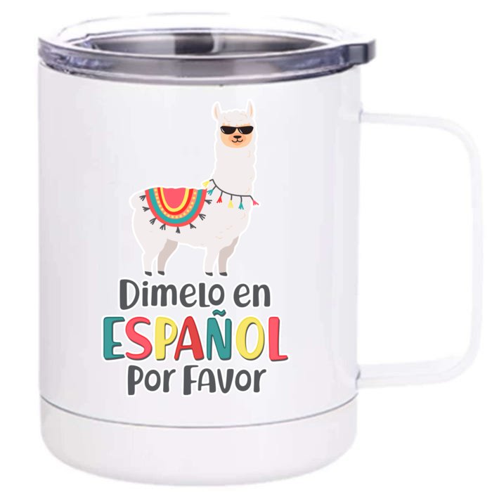 Dimelo en Espanol por Favor Spanish Llama Front & Back 12oz Stainless Steel Tumbler Cup