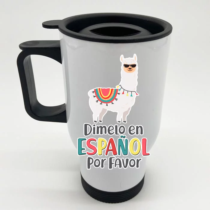 Dimelo en Espanol por Favor Spanish Llama Front & Back Stainless Steel Travel Mug