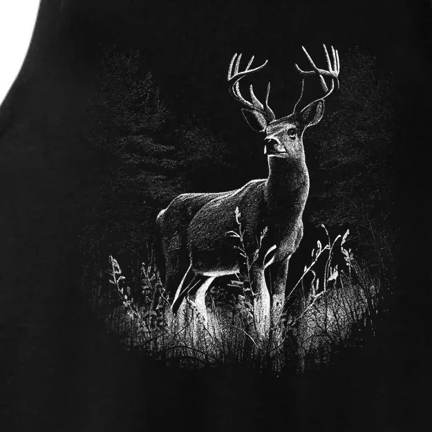 Deer In Nature Realistic Ladies Tri-Blend Wicking Tank