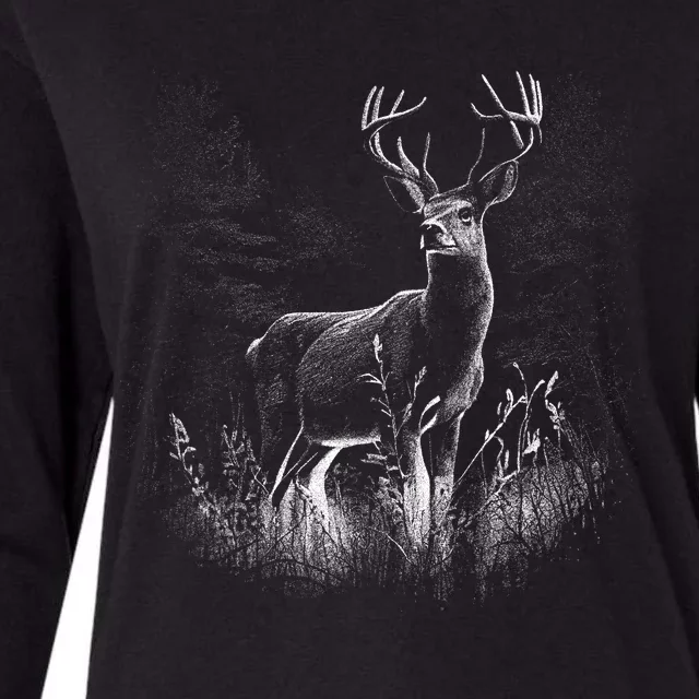 Deer In Nature Realistic Womens Cotton Relaxed Long Sleeve T-Shirt