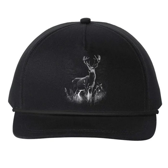 Deer In Nature Realistic Snapback Five-Panel Rope Hat