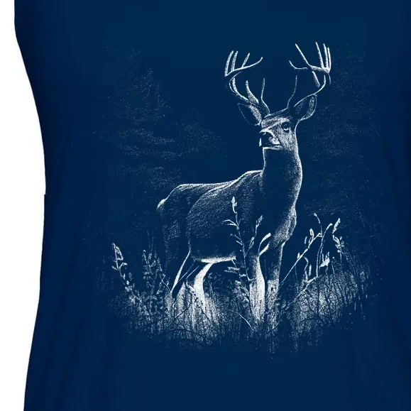 Deer In Nature Realistic Ladies Essential Flowy Tank