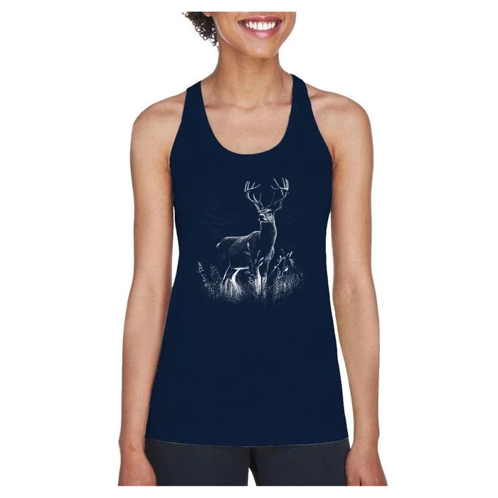 Deer In Nature Realistic Women's Racerback Tank