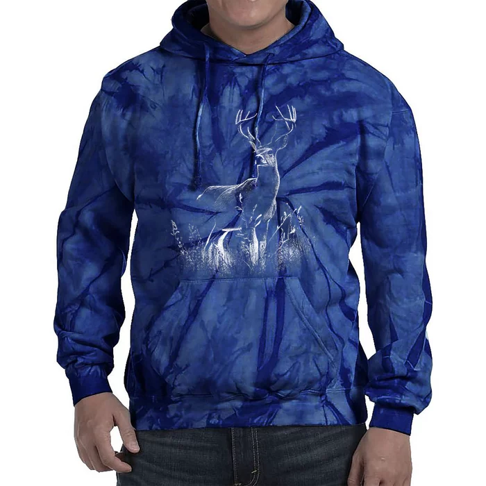 Deer In Nature Realistic Tie Dye Hoodie