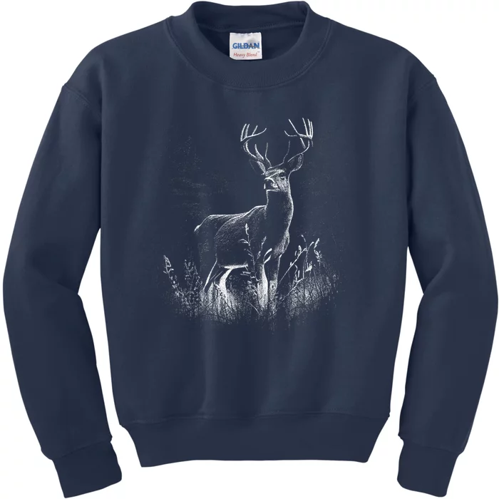 Deer In Nature Realistic Kids Sweatshirt