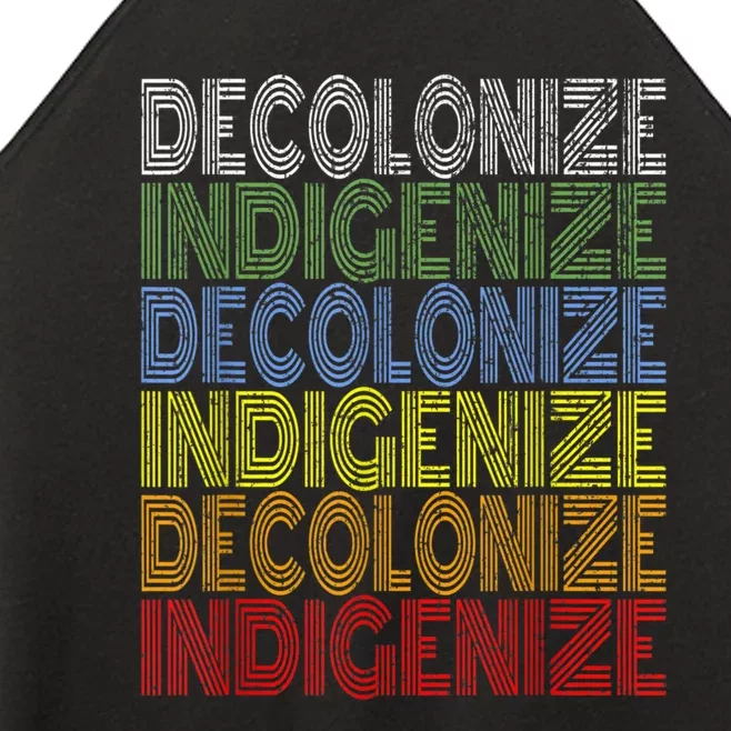 DECOLONIZE INDIGENIZE Native American Education Gift Women’s Perfect Tri Rocker Tank