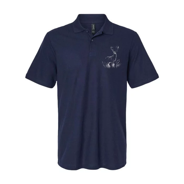 Deer In Nature Realistic Softstyle Adult Sport Polo