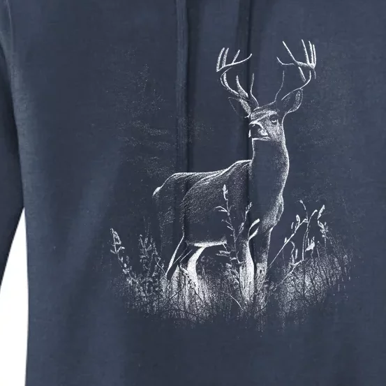 Deer In Nature Realistic Women's Pullover Hoodie