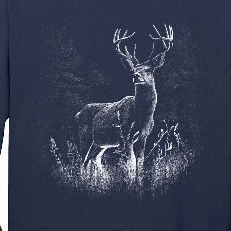 Deer In Nature Realistic Tall Long Sleeve T-Shirt