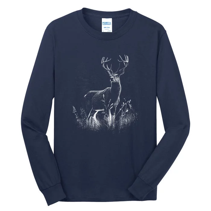 Deer In Nature Realistic Tall Long Sleeve T-Shirt