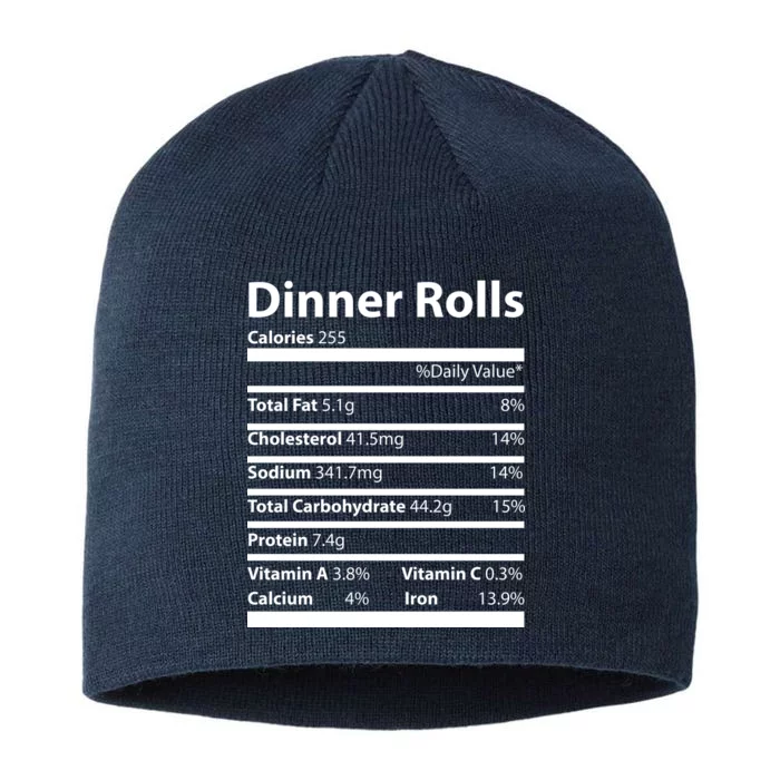 Dinner Rolls Nutritional Facts Funny Thanksgiving 8 1/2in Sustainable Knit Beanie