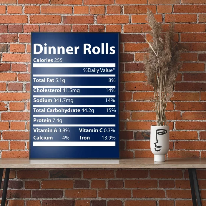 Dinner Rolls Nutritional Facts Funny Thanksgiving Poster