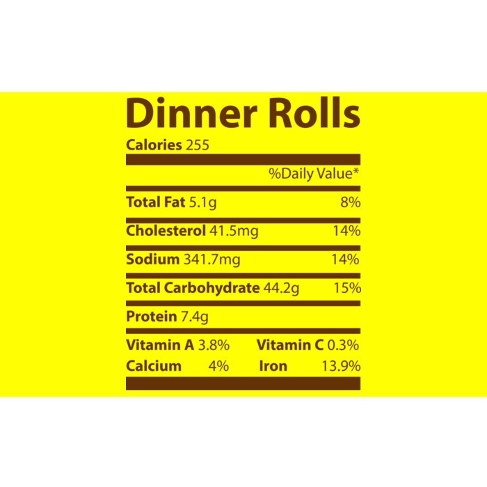 Dinner Rolls Nutritional Facts Funny Thanksgiving Bumper Sticker