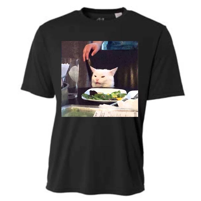 Dinner Table Cat Meme Funny Internet Yelling Cooling Performance Crew T-Shirt