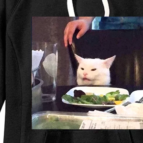 Dinner Table Cat Meme Funny Internet Yelling Women's Fleece Hoodie