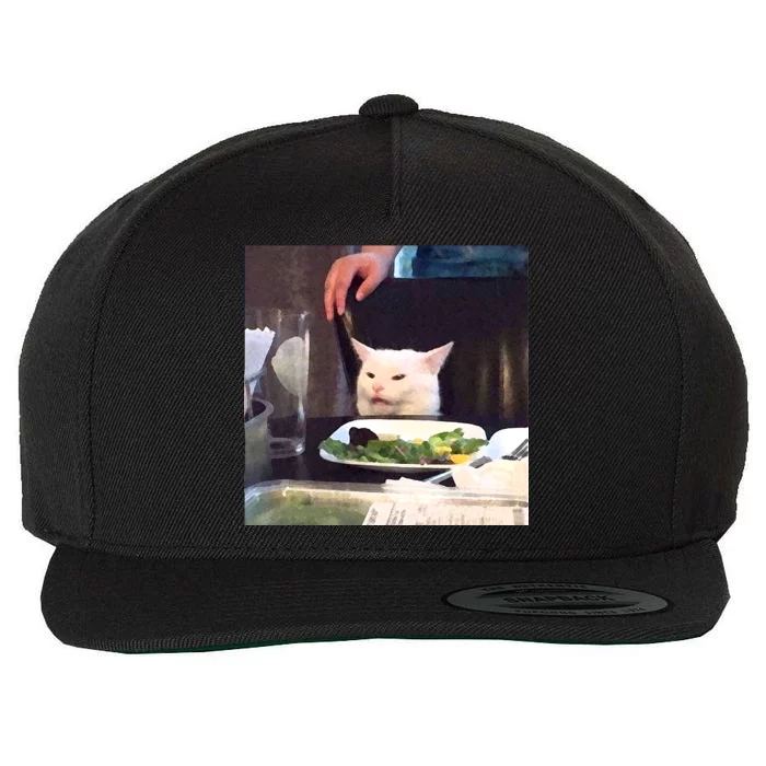 Dinner Table Cat Meme Funny Internet Yelling Wool Snapback Cap