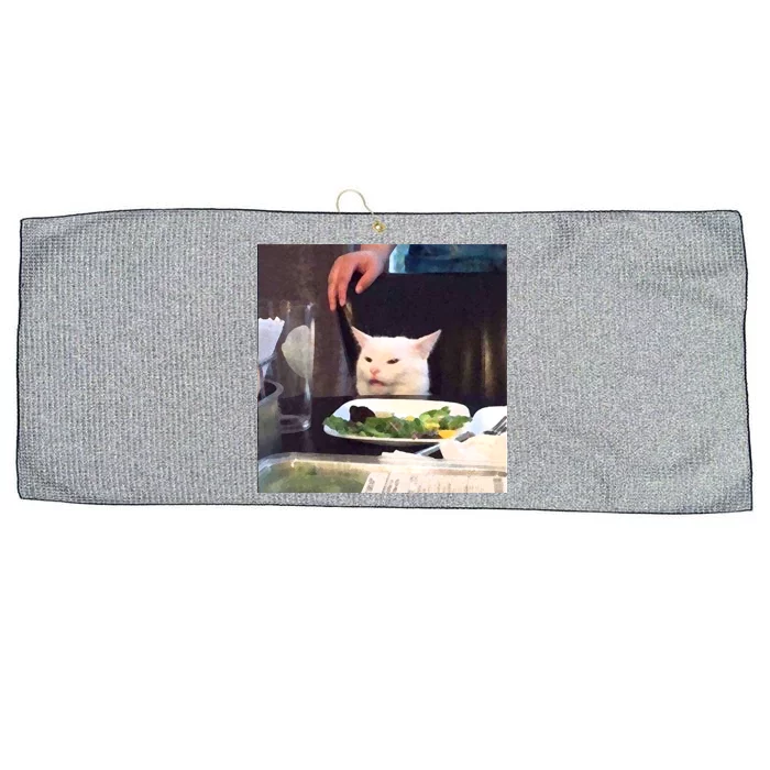 Dinner Table Cat Meme Funny Internet Yelling Large Microfiber Waffle Golf Towel