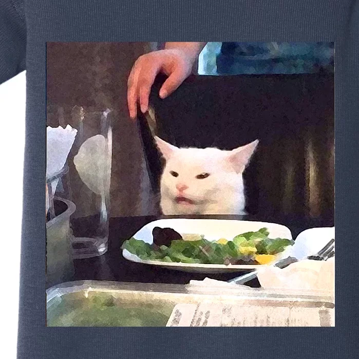 Dinner Table Cat Meme Funny Internet Yelling Baby Bodysuit