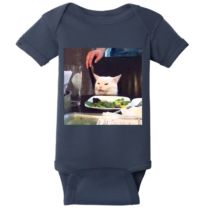 Dinner Table Cat Meme Funny Internet Yelling Baby Bodysuit