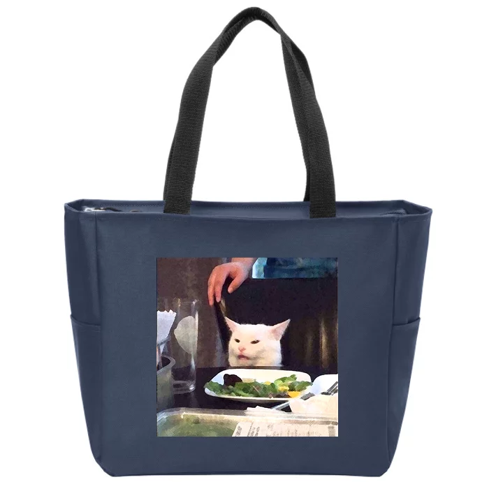 Dinner Table Cat Meme Funny Internet Yelling Zip Tote Bag