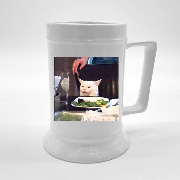 Dinner Table Cat Meme Funny Internet Yelling Front & Back Beer Stein