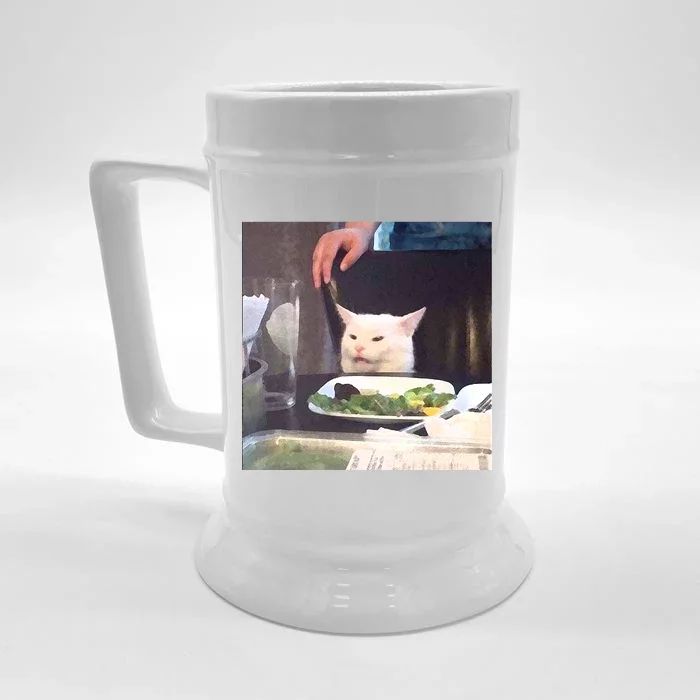 Dinner Table Cat Meme Funny Internet Yelling Front & Back Beer Stein