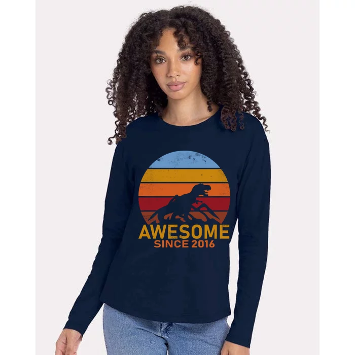 Dinosaur 6th Birthday Gift Awesome Since 2016 Womens Cotton Relaxed Long Sleeve T-Shirt