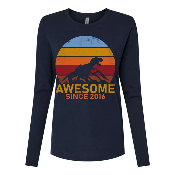 Dinosaur 6th Birthday Gift Awesome Since 2016 Womens Cotton Relaxed Long Sleeve T-Shirt