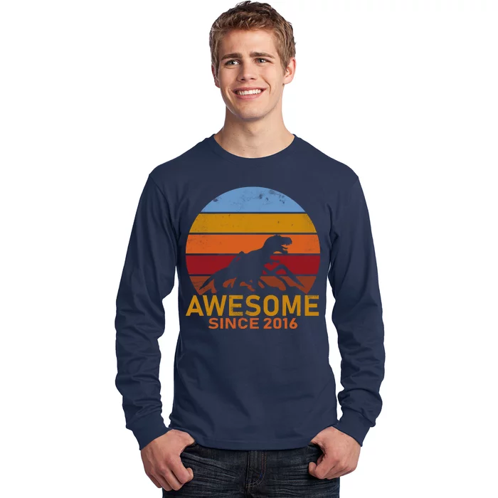 Dinosaur 6th Birthday Gift Awesome Since 2016 Long Sleeve Shirt