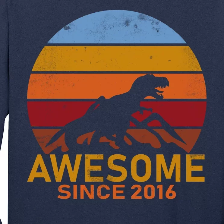 Dinosaur 6th Birthday Gift Awesome Since 2016 Long Sleeve Shirt