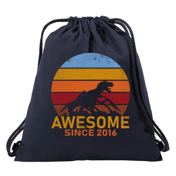 Dinosaur 6th Birthday Gift Awesome Since 2016 Drawstring Bag