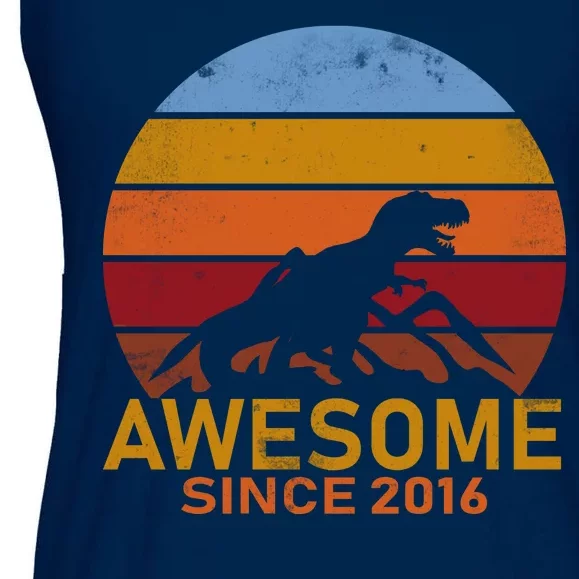 Dinosaur 6th Birthday Gift Awesome Since 2016 Ladies Essential Flowy Tank