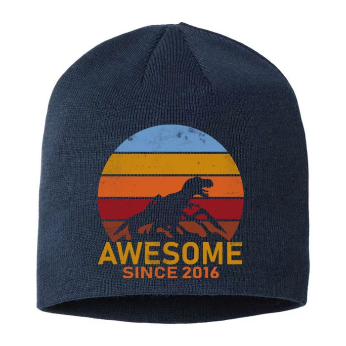 Dinosaur 6th Birthday Gift Awesome Since 2016 8 1/2in Sustainable Knit Beanie