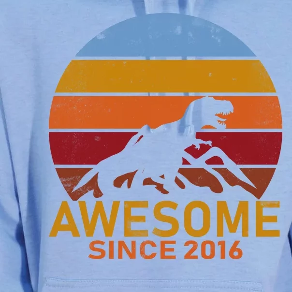 Dinosaur 6th Birthday Gift Awesome Since 2016 Unisex Surf Hoodie